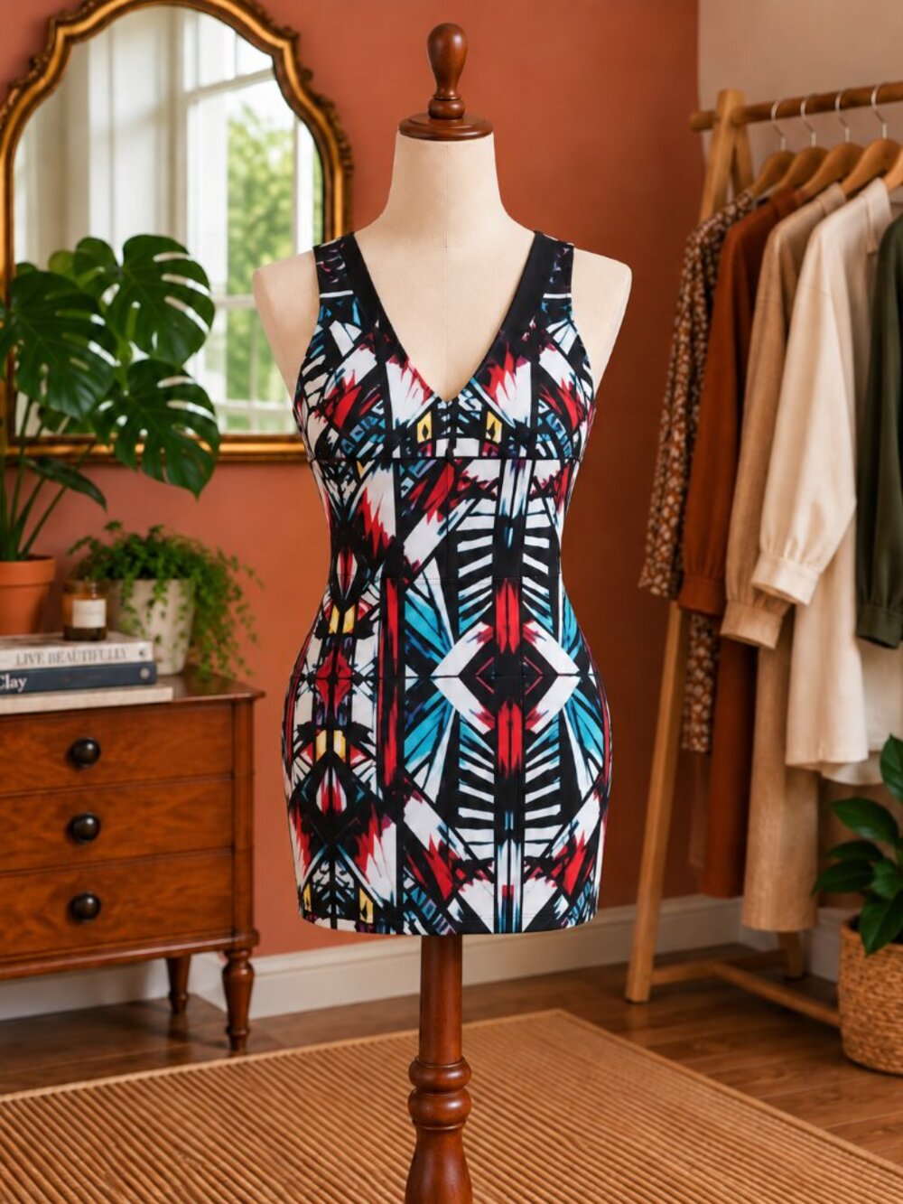 2B Bebe Colorful Abstract Mini Dress